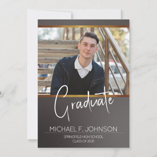 Maskuline Modernes Foto Abschluss Einladung (Rückseite)