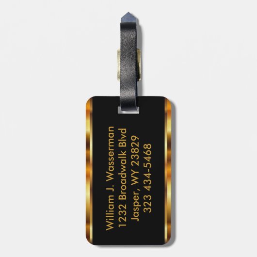 Maskuline Monogram Führungskraft Style - Gold Meta Gepäckanhänger (Rückseite vertikal)
