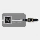 Maskuline Monogram Führungskraft Style - Silbergra Gepäckanhänger (Vorderseite horizontal)