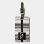 Maskuline Monogram Führungskraft Style - Silbermet Gepäckanhänger (Vorderseite vertikal)