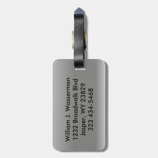 Maskuline Monogram Führungskraft Style - Silbermet Gepäckanhänger (Rückseite vertikal)