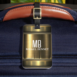 Maskuline Monogram Führungskraft Style - Silbermet Gepäckanhänger