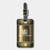 Maskuline Monogram Führungskraft Style - Silbermet Gepäckanhänger (Vorderseite vertikal)