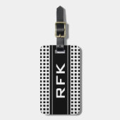 Maskuline monogramm Gepäckanhänger mit Quadraten (Vorderseite vertikal)