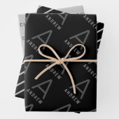 Maskuline Monogramm Personalisiert Schwarz-weiß Geschenkpapier Set (Beispiel)
