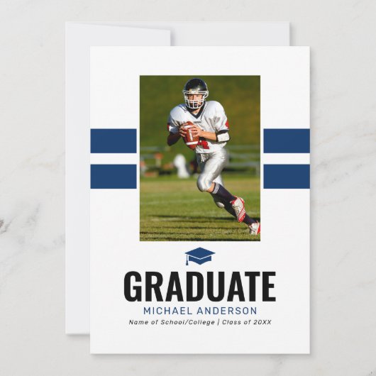 Maskuline Navy 2025 Abschluss Foto Ankündigung (Vorderseite)