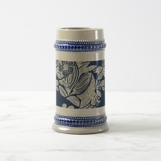 Maskuline Navy Blauer Effekt Indigofloral überall Bierglas (Mittel)