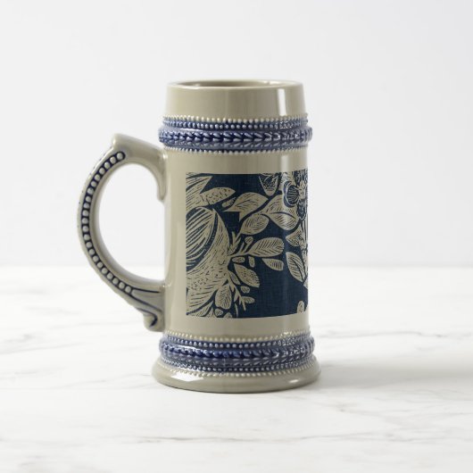 Maskuline Navy Blauer Effekt Indigofloral überall Bierglas (Links)