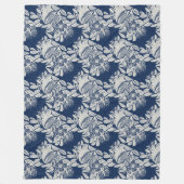 Maskuline Navy Blauer Effekt Indigofloral überall Fleecedecke (Vorderseite)