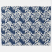 Maskuline Navy Blauer Effekt Indigofloral überall Fleecedecke (Vorderseite (Horizontal))
