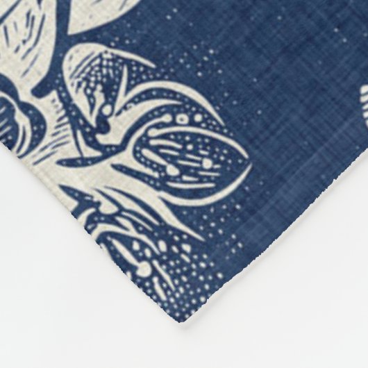 Maskuline Navy Blauer Effekt Indigofloral überall Fleecedecke (Ecke)