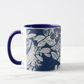 Maskuline Navy Blauer Effekt Indigofloral überall Tasse (Links)
