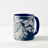 Maskuline Navy Blauer Effekt Indigofloral überall Tasse (VorderseiteRechts)