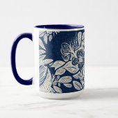 Maskuline Navy Blauer Effekt Indigofloral überall Tasse (Links)