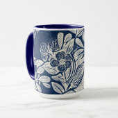 Maskuline Navy Blauer Effekt Indigofloral überall Tasse (Vorderseite Links)