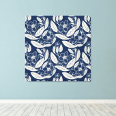 Maskuline Navy Blue Effect Indigofloral Print Leinwanddruck (Insitu (Holzboden))