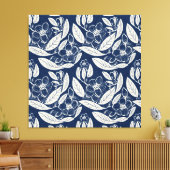 Maskuline Navy Blue Effect Indigofloral Print Leinwanddruck (Insitu (Wohnzimmer))