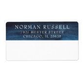 Maskuline Navy Watercolor Business Rücksendeadress (Vorne)