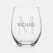 Maskuline Personalisierte Monogramm und Name Weinglas Ohne Stiel (Vorderseite)