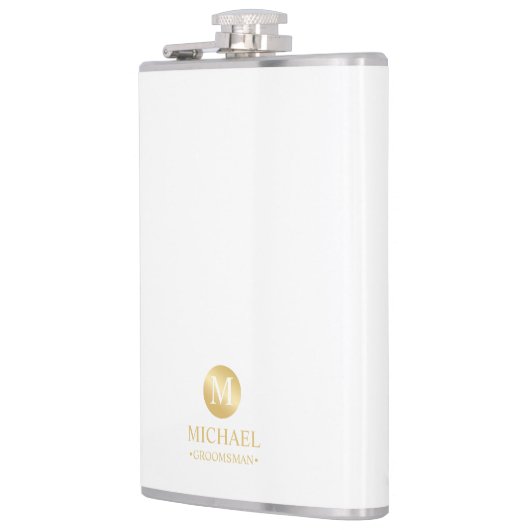 Maskuline Personalisierte Trauzeugen in Weiß und G Flachmann (Links)