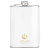 Maskuline Personalisierte Trauzeugen in Weiß und G Flachmann (Vorderseite)