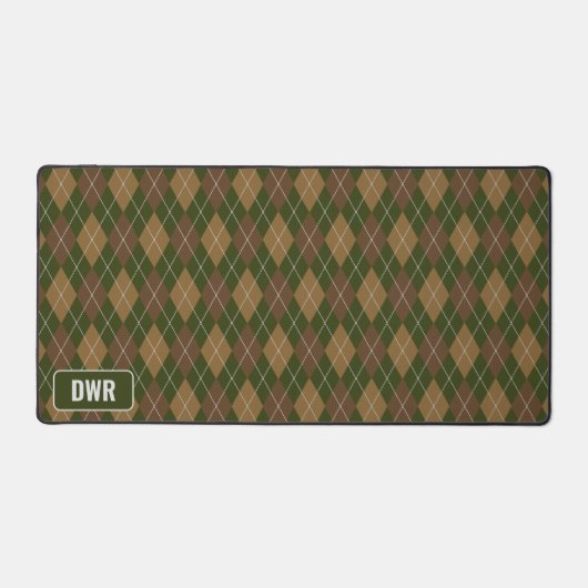 Maskuline Raute - Jäger grün / braun - Initialen Schreibtischunterlage (Vorderseite)
