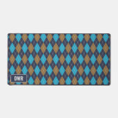 Maskuline Raute - Navy, Blue, Tan - Seine Initiale Schreibtischunterlage (Vorderseite)
