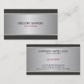 Maskuline Schwarz & Gray Metallic Hintergrund Visitenkarte (Vorne/Hinten)