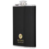 Maskuline Schwarz und Gold Personalisierte Trauzeu Flachmann (Links)