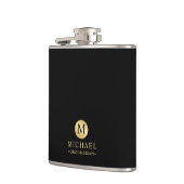 Maskuline Schwarz und Gold Personalisierte Trauzeu Flachmann (Links)