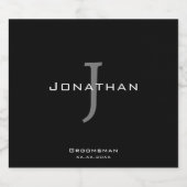 Maskuline Schwarz-Weiß-Anfangsbuchstaben + Name Mo Alkoholflaschenetikett (Einzelnes Label)