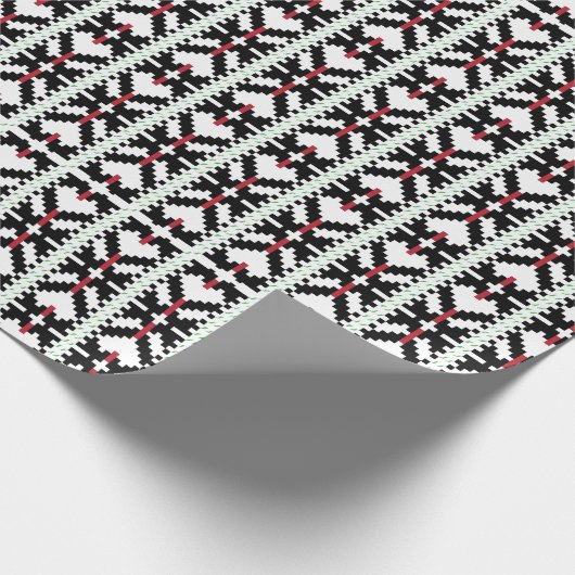 Maskuline Schwarz-Weiß lettische Stammeskunst Geschenkpapier (Ecke)