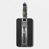 Maskuline Schwarze Imitate Leder & Silver Look 2 Gepäckanhänger (Rückseite vertikal)