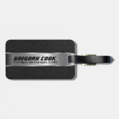 Maskuline Schwarze Imitate Leder & Silver Look 2 Gepäckanhänger (Rückseite horizontal)