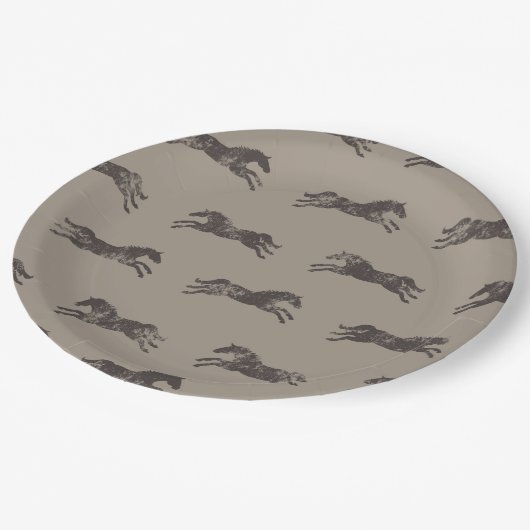 Maskuline Schwarze und Tan Classic Pferde Pappteller (Schrägansicht)