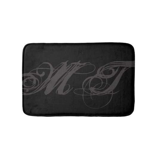 Maskuline Script Calligraphy Monogram Initials Badematte (Vorderseite)