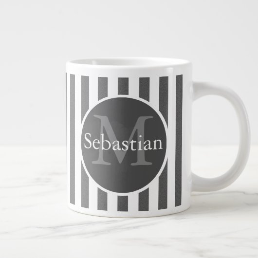 Maskuline Streifen Personalisiert Mit Monogramm Jumbo-Tasse (Rechts)