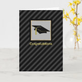 Maskuline Streifen und Mortarboard Cap Abschluss Karte (Gelbe Blume)