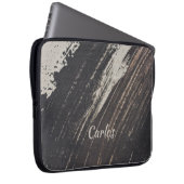 Maskuline und moderne schwarze und beige Pinselstr Laptopschutzhülle (Vorne Rechts)