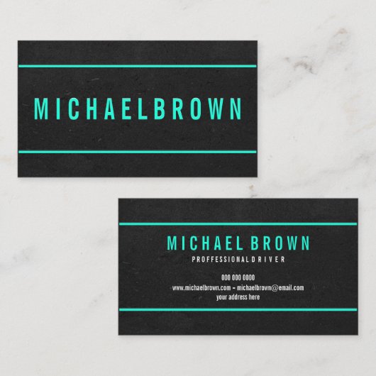 Maskuliner Aquamariner Text auf dunkelgrauem Hinte Visitenkarte (Vorne/Hinten)