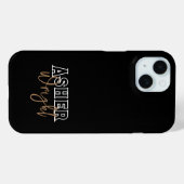 Maskuliner schwarzer Name mit Monogramm Case-Mate iPhone Hülle (Rückseite (Horizontal))
