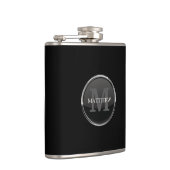 Maskulinschwarz mit rundem Designnamen Monogramm Flachmann (Rechts)