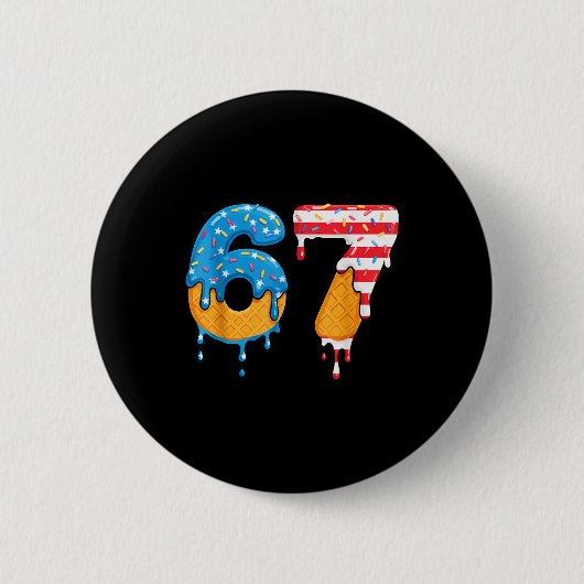 Mason 67 Eis-Drip-Meme Six Seven USA-Flagge Fu Button (Vorderseite)