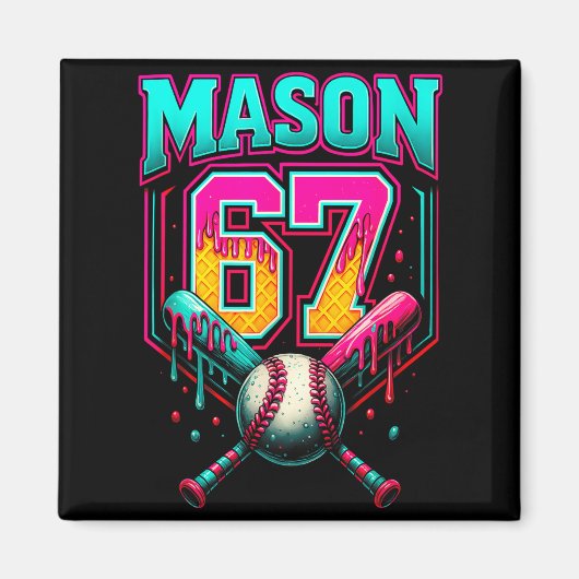 Mason 67 Funny Ice Cream Drip Baseball Ice Cream D Magnet (Vorne)