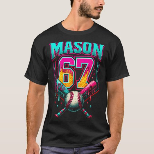 Mason 67 Funny Ice Cream Drip Baseball Ice Cream D T-Shirt (Vorderseite)