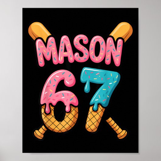 Mason 67 Ice Cream Drip Baseball Poster (Vorne)