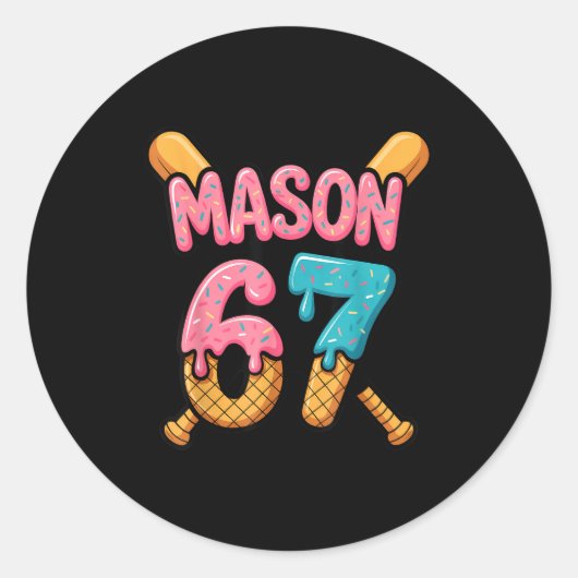 Mason 67 Ice Cream Drip Baseball  Runder Aufkleber (Vorderseite)
