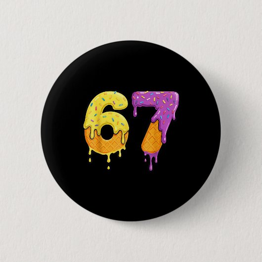 Mason 67 Ice Cream Drip Meme Six Seven Lustig Button (Vorderseite)