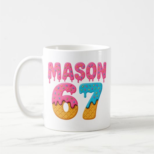 Mason 67 Ice Cream Meme Funny Six Seven mason ice Kaffeetasse (Links)