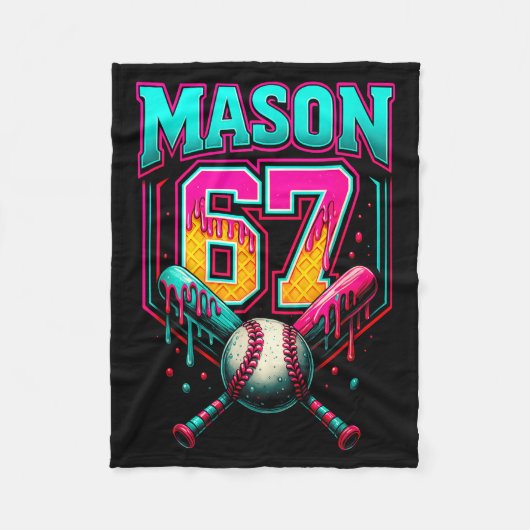 Mason 67 Lustige Eiscreme-Tropf Baseball Eiscreme Fleecedecke (Vorderseite)